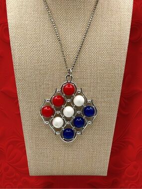 Vintage 1973 Sarah Coventry Three Cheers Patriotic Statement Pendant Necklace